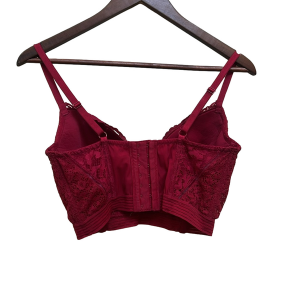 Victoria's Secret Red Plunge Lace Cutout Demi Very Sexy Red Longline Bra 34D - Picture 2 of 5